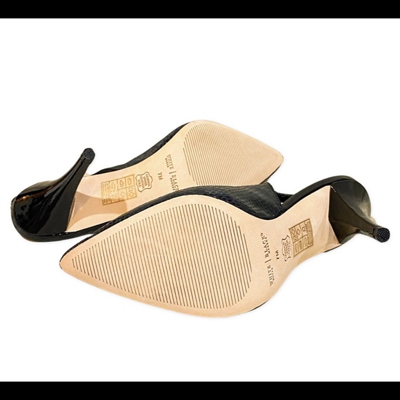 WHBM STUDDED SNAKE-EMBOSSED LEATHER MID-HEEL SLINGBACK PUMP SIZE 7 NEW - Picture 4 of 6